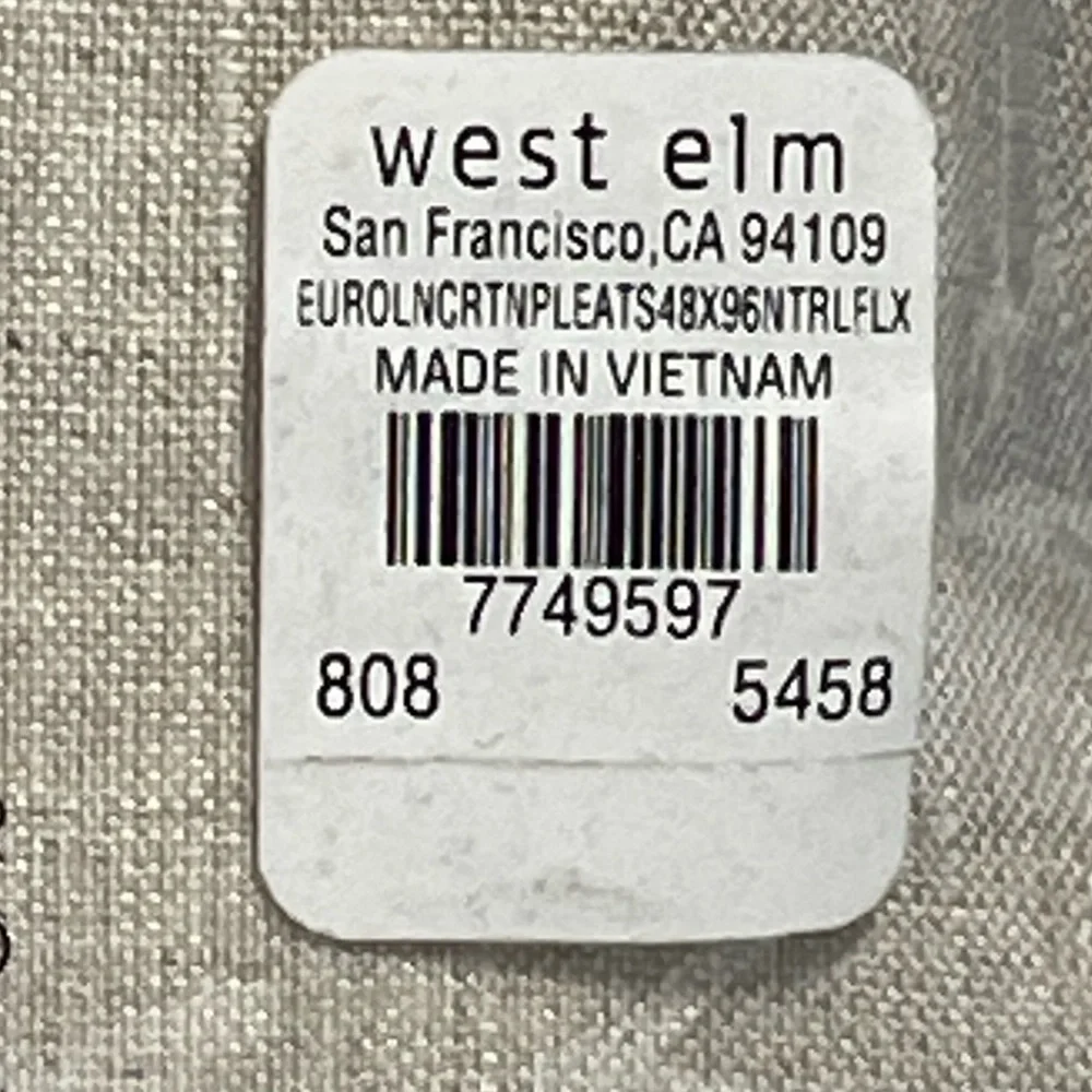 West Elm Pleated European Flax Linen Curtain Light Filtering Natural Flax 48x96